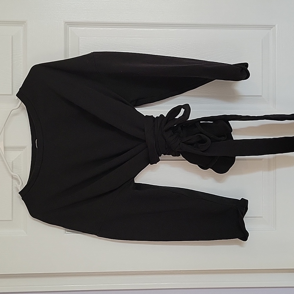 H & M Women's Black Sweatshirt with waist ties - Picture 2 of 6